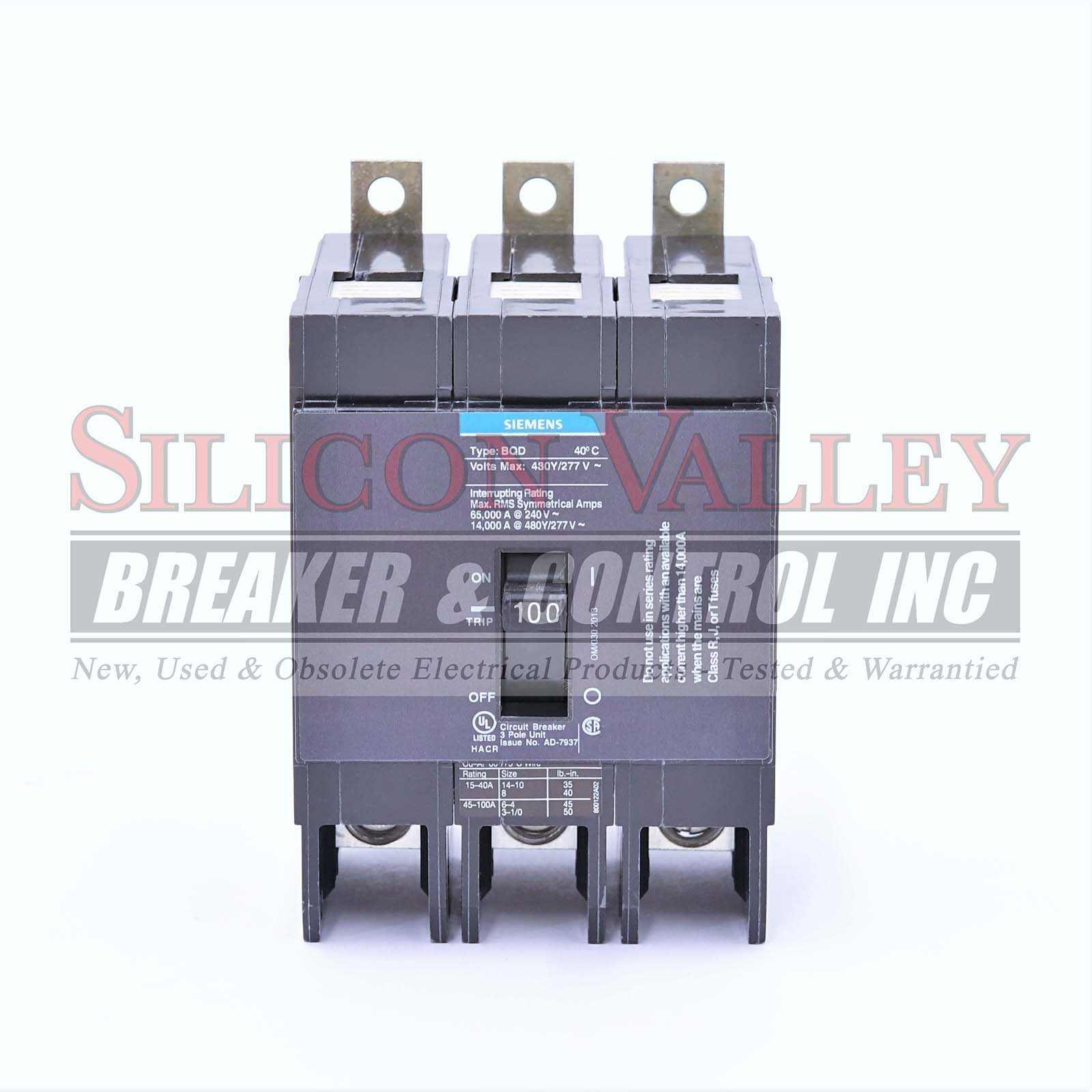 SIEMENS 40A 480Y/277VAC 3P TYPE BQD CIRCUIT BREAKER